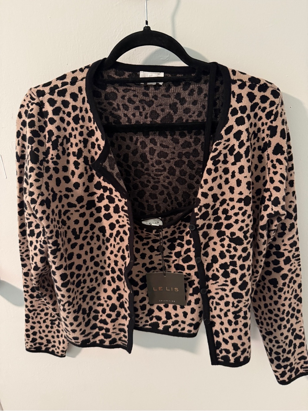 NWT Le Lis Leopard Cardigan & tank Set